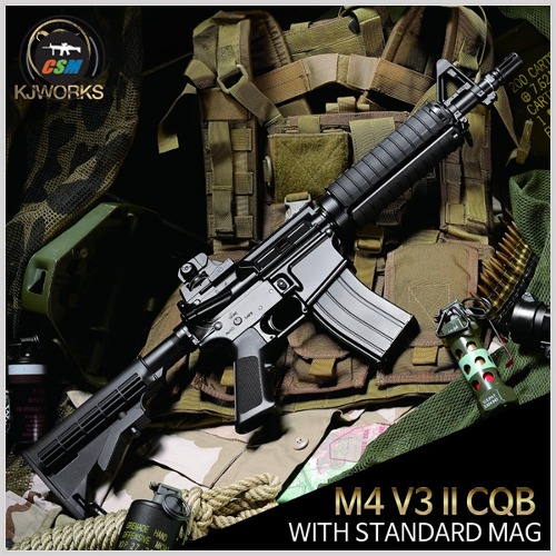 [KJW] M4-V3-II CQB GBBR (풀메탈 가스블로우백 라이플 서바이벌 비비탄총)