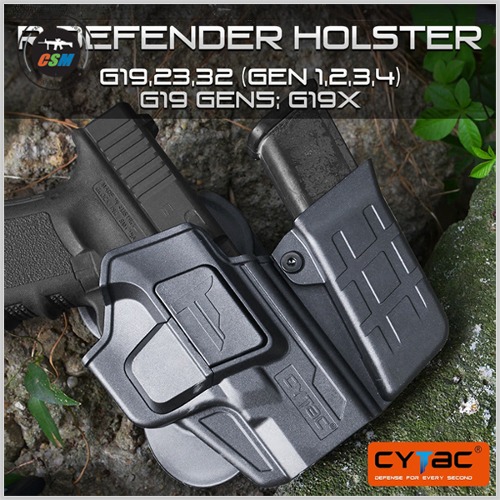 R-Defender Holster for G19/23/32(Gen 1/2/3/4) G19 Gen5/G19X &amp; Mag Pouch Combo(레그 홀스터/파우치)